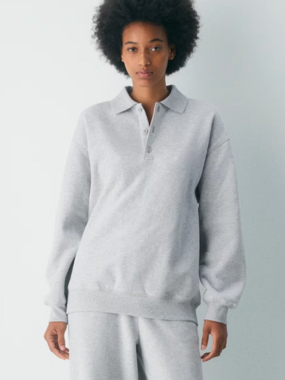 Aritzia Tna Cozy Fleece Boyfriend Polo Sweatshirt